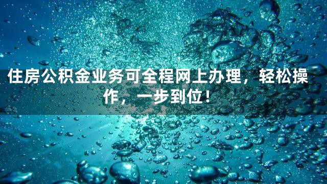 住房公积金业务可全程网上办理，轻松操作，一步到位！