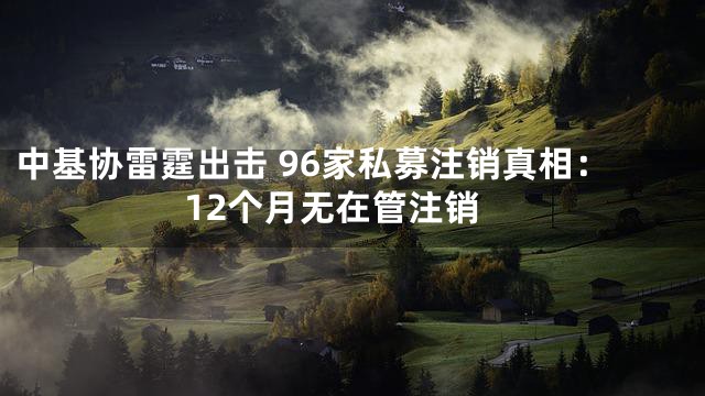 中基协雷霆出击 96家私募注销真相：12个月无在管注销