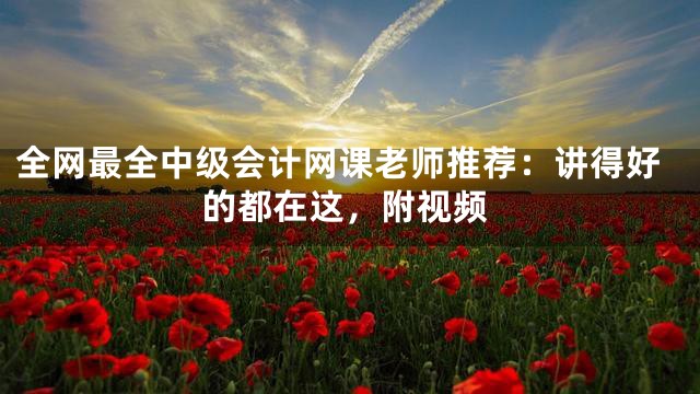全网最全中级会计网课老师推荐：讲得好的都在这，附视频