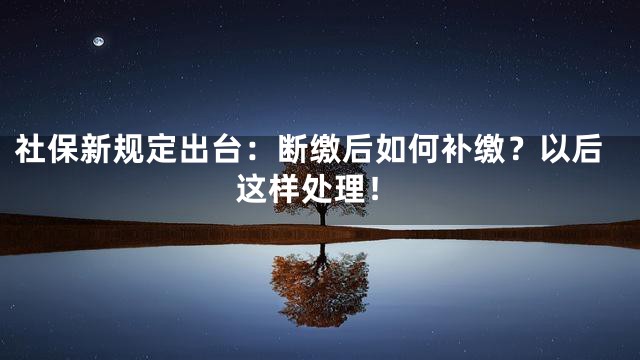 社保新规定出台：断缴后如何补缴？以后这样处理！
