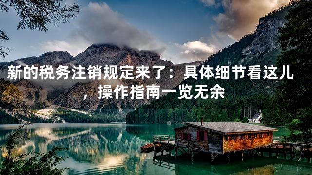 新的税务注销规定来了：具体细节看这儿，操作指南一览无余