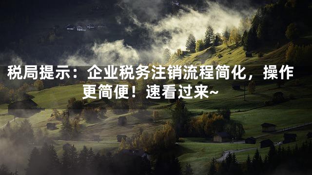 税局提示：企业税务注销流程简化，操作更简便！速看过来~