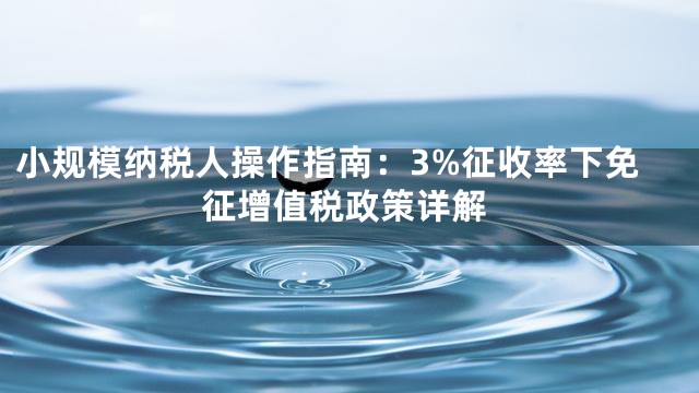 小规模纳税人操作指南：3%征收率下免征增值税政策详解