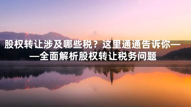 股权转让涉及哪些税？这里通通告诉你——全面解析股权转让税务问题