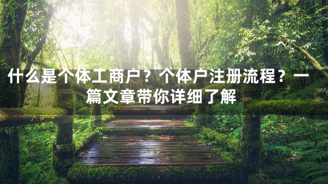 什么是个体工商户？个体户注册流程？一篇文章带你详细了解