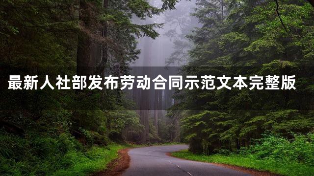 最新人社部发布劳动合同示范文本完整版