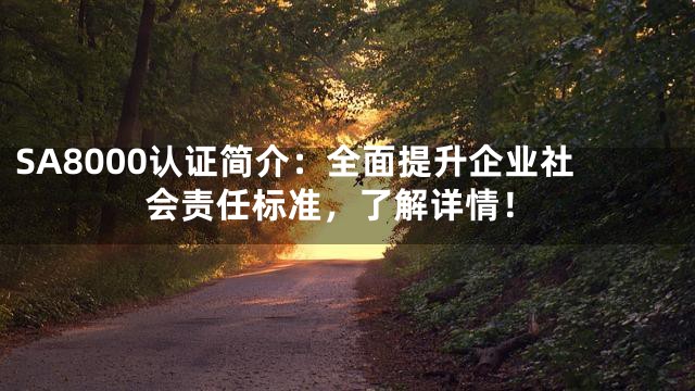 SA8000认证简介：全面提升企业社会责任标准，了解详情！