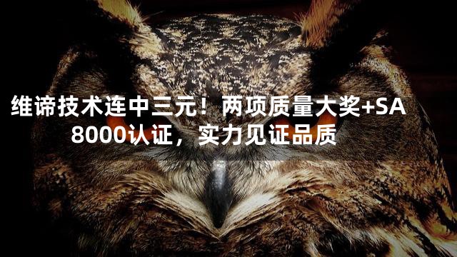 维谛技术连中三元！两项质量大奖+SA8000认证，实力见证品质