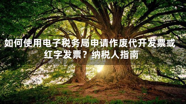 如何使用电子税务局申请作废代开发票或红字发票？纳税人指南