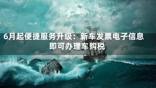 6月起便捷服务升级：新车发票电子信息即可办理车购税