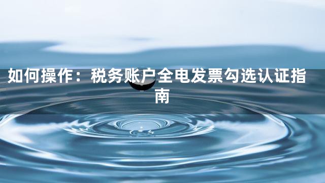 如何操作：税务账户全电发票勾选认证指南