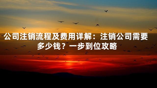 公司注销流程及费用详解：注销公司需要多少钱？一步到位攻略