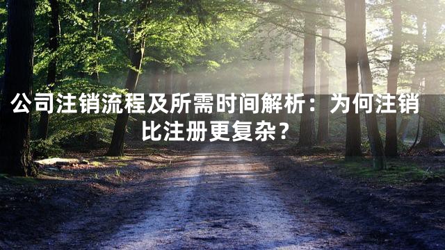 公司注销流程及所需时间解析：为何注销比注册更复杂？
