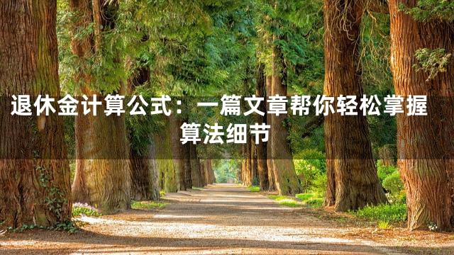 退休金计算公式：一篇文章帮你轻松掌握算法细节
