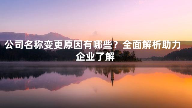 公司名称变更原因有哪些？全面解析助力企业了解