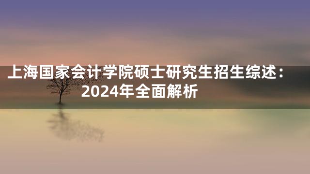 上海国家会计学院硕士研究生招生综述：2024年全面解析