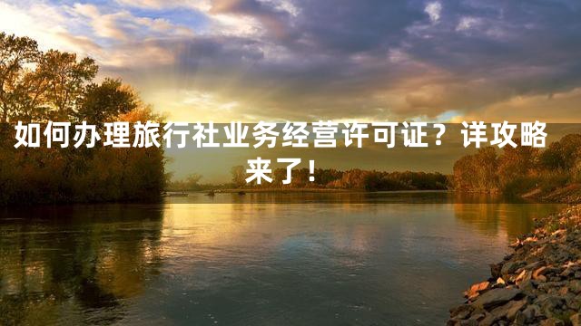 如何办理旅行社业务经营许可证？详攻略来了！
