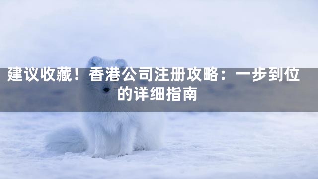 建议收藏！香港公司注册攻略：一步到位的详细指南