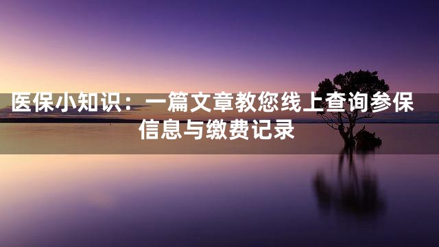 医保小知识：一篇文章教您线上查询参保信息与缴费记录