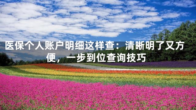 医保个人账户明细这样查：清晰明了又方便，一步到位查询技巧