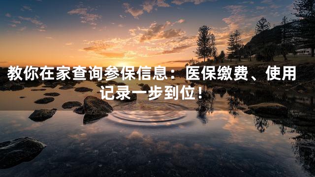 教你在家查询参保信息：医保缴费、使用记录一步到位！