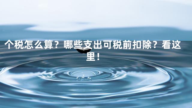 个税怎么算？哪些支出可税前扣除？看这里！
