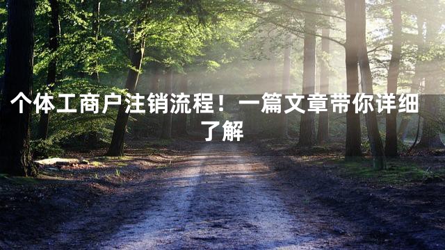个体工商户注销流程！一篇文章带你详细了解