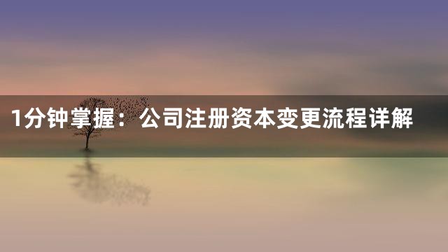 1分钟掌握：公司注册资本变更流程详解