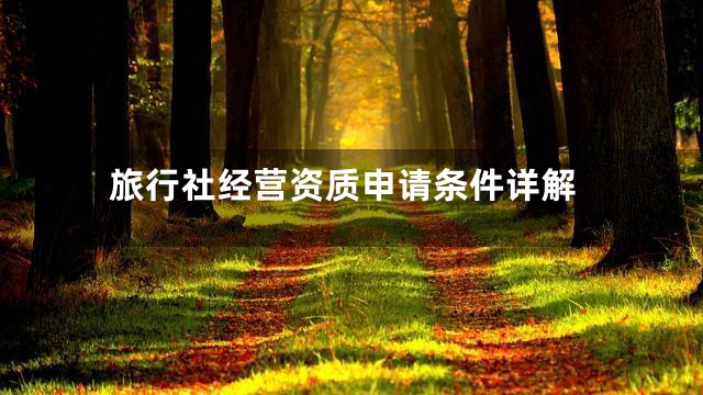 旅行社经营资质申请条件详解