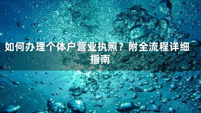 如何办理个体户营业执照？附全流程详细指南