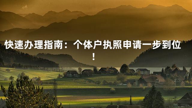 快速办理指南：个体户执照申请一步到位！