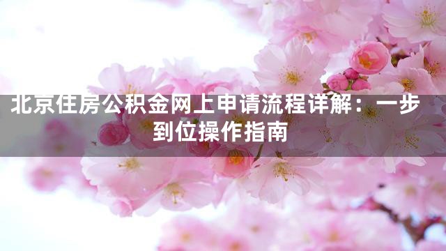 北京住房公积金网上申请流程详解：一步到位操作指南