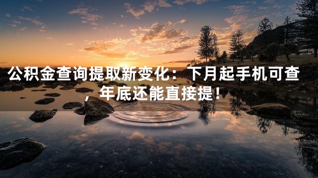公积金查询提取新变化：下月起手机可查，年底还能直接提！