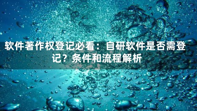 软件著作权登记必看：自研软件是否需登记？条件和流程解析