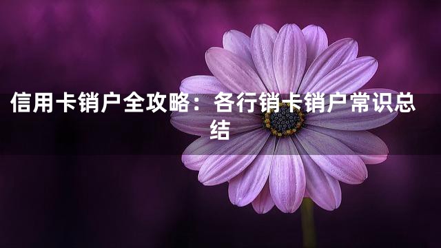 信用卡销户全攻略：各行销卡销户常识总结