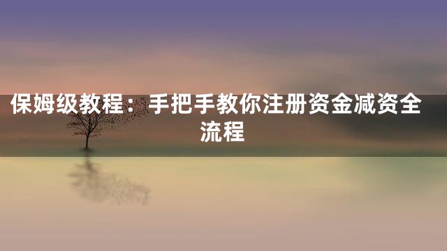 保姆级教程：手把手教你注册资金减资全流程