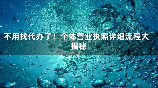 不用找代办了！个体营业执照详细流程大揭秘