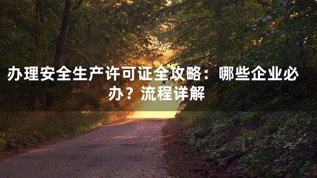 办理安全生产许可证全攻略：哪些企业必办？流程详解