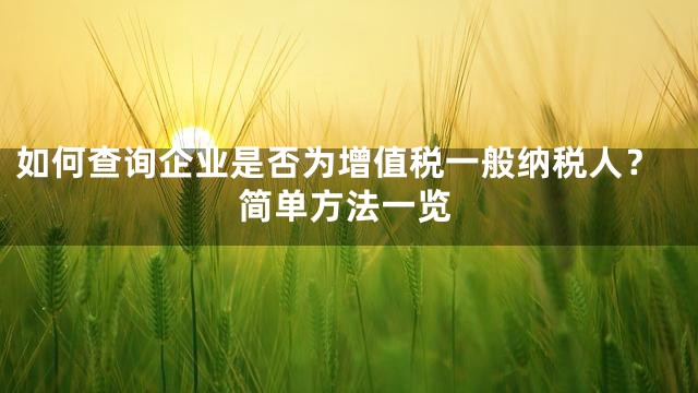 如何查询企业是否为增值税一般纳税人？简单方法一览
