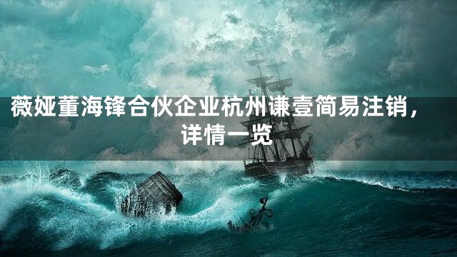 薇娅董海锋合伙企业杭州谦壹简易注销，详情一览