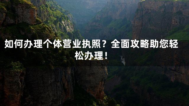 如何办理个体营业执照？全面攻略助您轻松办理！