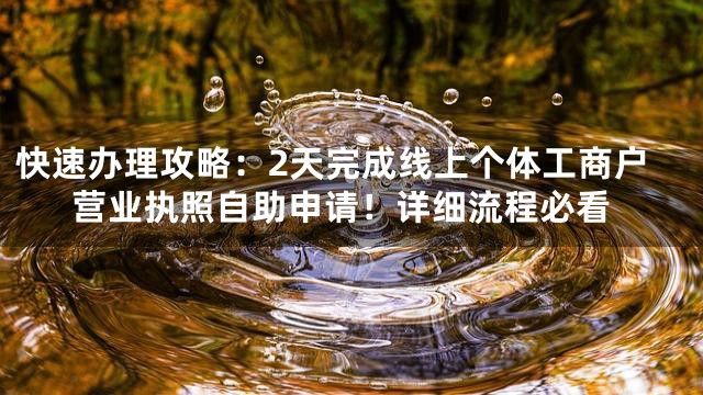 快速办理攻略：2天完成线上个体工商户营业执照自助申请！详细流程必看