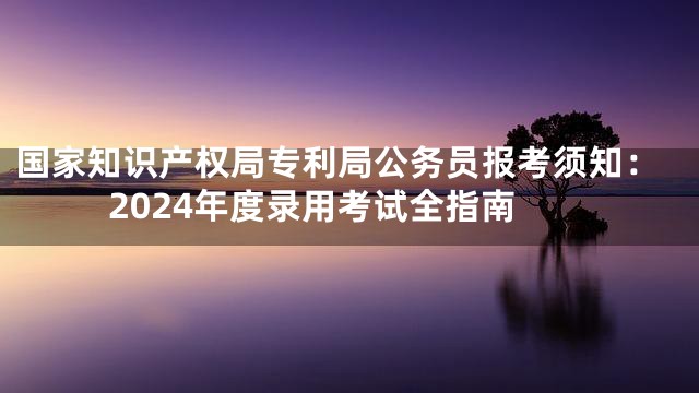 国家知识产权局专利局公务员报考须知：2024年度录用考试全指南