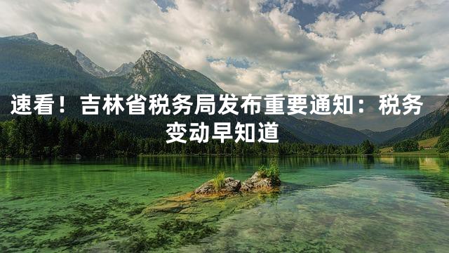 速看！吉林省税务局发布重要通知：税务变动早知道