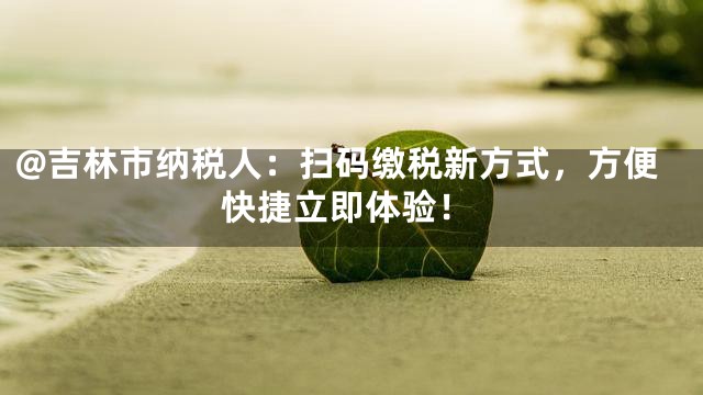 @吉林市纳税人：扫码缴税新方式，方便快捷立即体验！