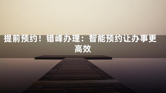 提前预约！错峰办理：智能预约让办事更高效