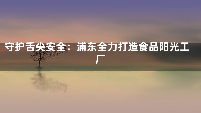 守护舌尖安全：浦东全力打造食品阳光工厂