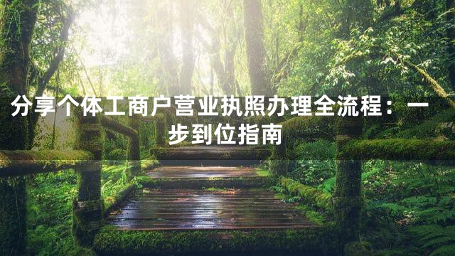 分享个体工商户营业执照办理全流程：一步到位指南
