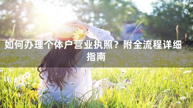 如何办理个体户营业执照？附全流程详细指南