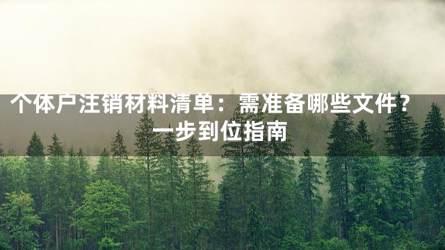 个体户注销材料清单：需准备哪些文件？一步到位指南